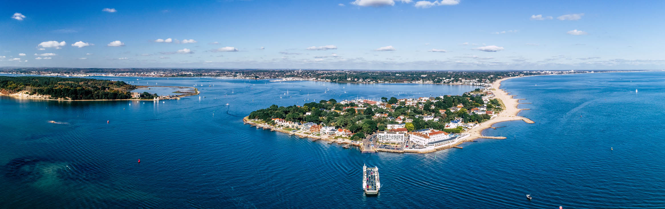 Stunning birds eye view of sandbanks during the summer 